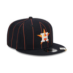 New Era Mens MLB Houston Astros Pinstripe 9Fifty Snapback Hat 60417909 Navy, Green Undervisor