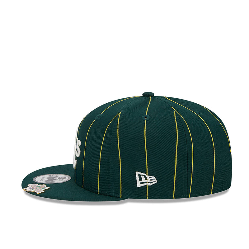 New Era Unisex MLB Oakland Athletics Pinstripe 9Fifty Snapback Hat 60417912 Green, Green Undervisor