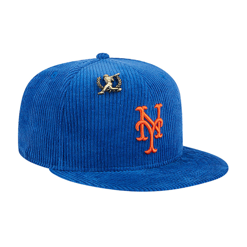 New Era Mens MLB New York Mets Letterman Pin 59Fifty Fitted Hat 60487137 Royal Blue, Grey Undervisor