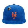 New Era Mens MLB New York Mets Letterman Pin 59Fifty Fitted Hat 60487137 Royal Blue, Grey Undervisor