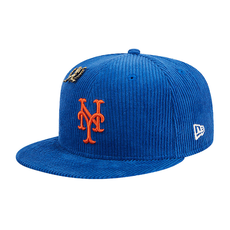 New Era Mens MLB New York Mets Letterman Pin 59Fifty Fitted Hat 60487137 Royal Blue, Grey Undervisor