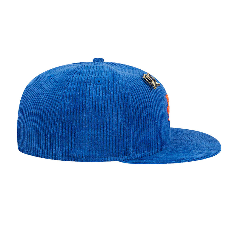 New Era Mens MLB New York Mets Letterman Pin 59Fifty Fitted Hat 60487137 Royal Blue, Grey Undervisor