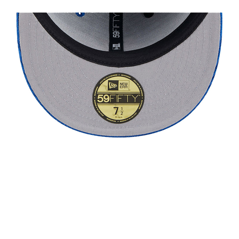 New Era Mens MLB New York Mets Letterman Pin 59Fifty Fitted Hat 60487137 Royal Blue, Grey Undervisor
