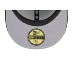 New Era Mens NBA Brooklyn Nets Letterman Pin 59Fifty Fitted Hat 60487166 Black, Grey Undervisor