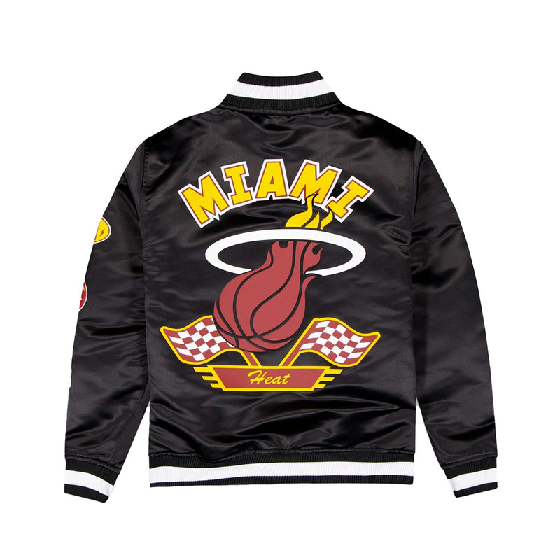 New Era Mens NBA Miami Heat 2024 Rally Drive Satin Jacket 60491859 Black/White