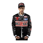 New Era Mens NBA Chicago Bulls 2024 Rally Drive Satin Jacket 60491860 Black/White