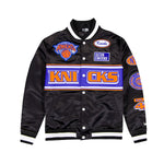 New Era Mens NBA New York Knicks 2024 Rally Drive Satin Jacket 60491863 Black/White