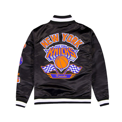 New Era Mens NBA New York Knicks 2024 Rally Drive Satin Jacket 60491863 Black/White