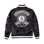 New Era Mens NBA Brooklyn Nets 2024 Rally Drive Satin Jacket 60491866 Black/White