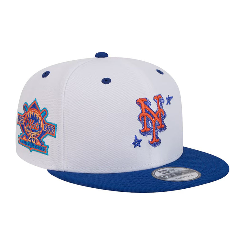 New Era Mens MLB New York Mets Official Doodles 9Fifty Snapback Hat 60573548 White/Blue, Grey Undervisor