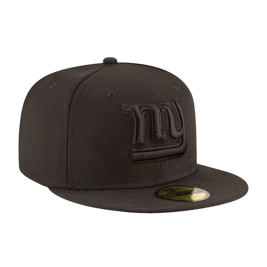 New Era Mens NFL New York Giants Basic Black On Black 59Fifty Fitted Hat 70234589 Black/Black, Grey Undervisor