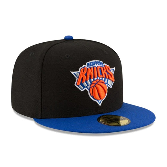 New Era Mens NBA New York Knicks 2 Tone 59Fifty Fitted Hat 70343612 OTC Black/Blue
