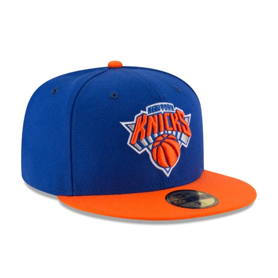 New Era Mens NBA New York Knicks 2 Tone 59Fifty Fitted Hat 70343623 OTC Blue/Orange