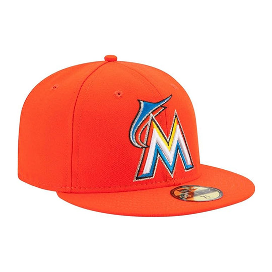 New Era Mens MLB Miami Marlins On-Field 59Fifty Fitted Hat 70360936 Orange
