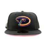 New Era Mens MLB Arizona Diamondbacks Inaugural Season 1998 59Fifty Fitted Hat 70571162 Black, Pink Undervisor