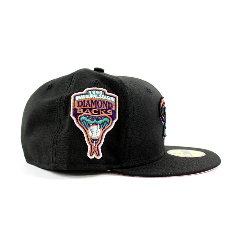 New Era Mens MLB Arizona Diamondbacks Inaugural Season 1998 59Fifty Fitted Hat 70571162 Black, Pink Undervisor