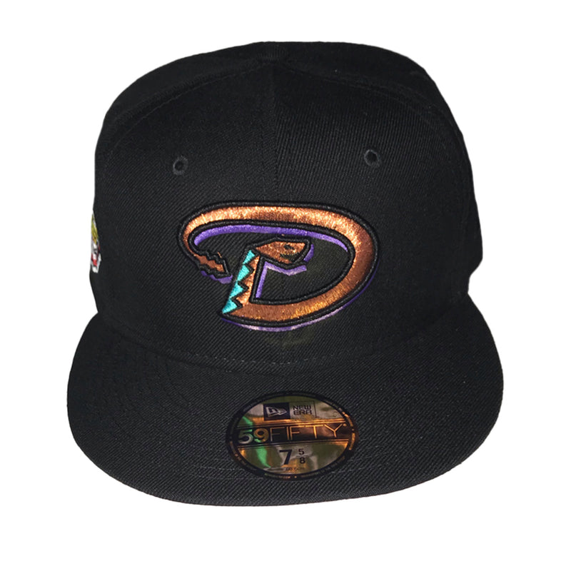 New Era Mens MLB Arizona Diamondbacks World Series 2001 59Fifty Fitted Hat 70571202 Black, Pink Undervisor