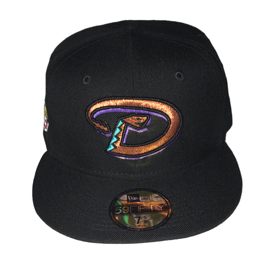 New Era Mens MLB Arizona Diamondbacks World Series 2001 59Fifty Fitted Hat 70571202 Black, Pink Undervisor