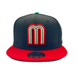 New Era Mens Mexico WBC World Baseball Classic 59Fifty Fitted Hat 70652009 Black/Red, Green Undervisor