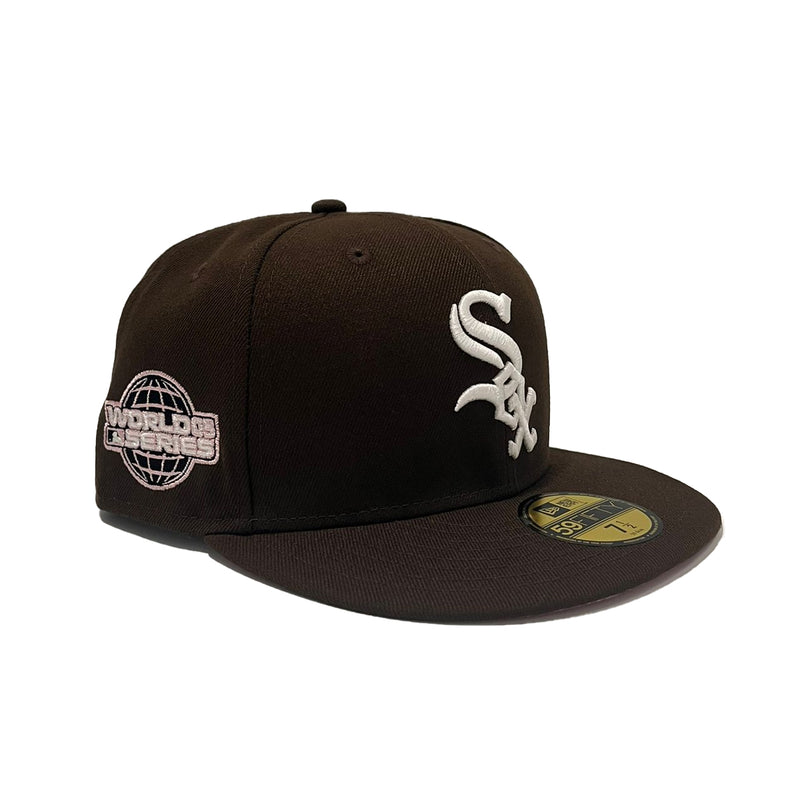 New Era Mens MLB Chicago White Sox World Series 2005 59Fifty Fitted Hat 70652327 Walnut, Pink Undervisor