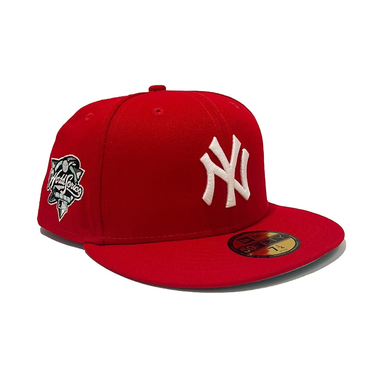 New Era Mens MLB New York Yankees World Series 2000 59Fifty Fitted Hat 70652340 Scarlet, Mint Undervisor