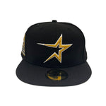New Era Mens MLB Houston Astros 35th Anniversary 59Fifty Fitted Hat 70716143 Black, Metallic Gold Undervisor