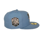New Era Mens MLB Oakland Athletics 50th Anniversary 59Fifty Fitted Hat 70733626 Sky Blue, Pink Undervisor