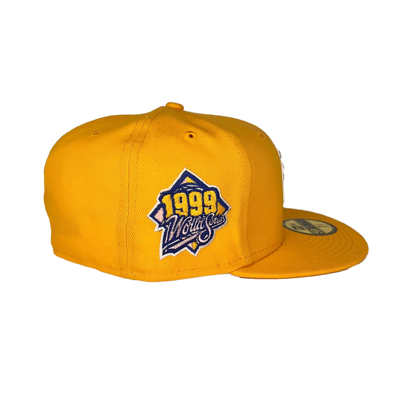 New Era Mens MLB New York Yankees 1999 World Series 59FIFTY Fitted Hat 70733661 Gold, Pink Undervisor 7 1/2