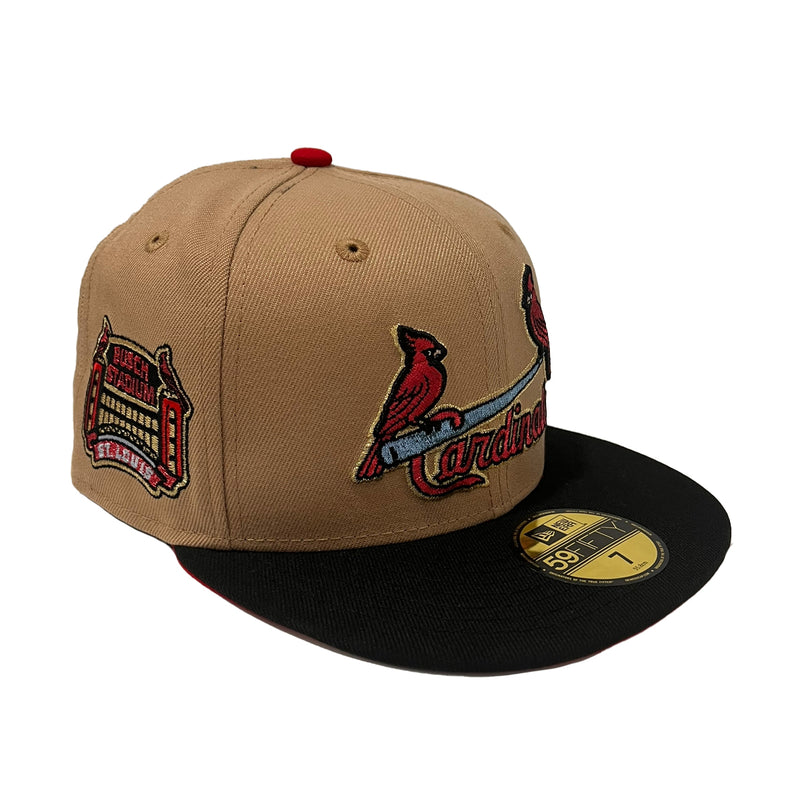 New Era Mens MLB St. Louis Cardinals Busch Stadium 59Fifty Fitted Hat 70744158 Camel/Black, Red Undervisor
