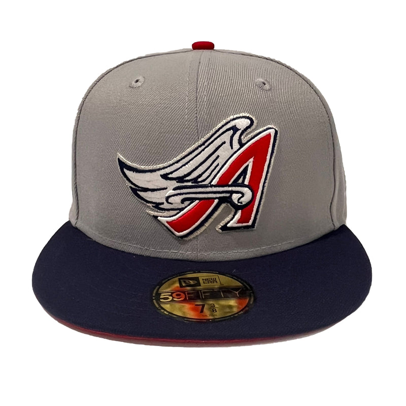 New Era Mens MLB Los Angeles Angels 40th Season 59Fifty Fitted Hat 70744160 Gray/Navy, Red Undervisor