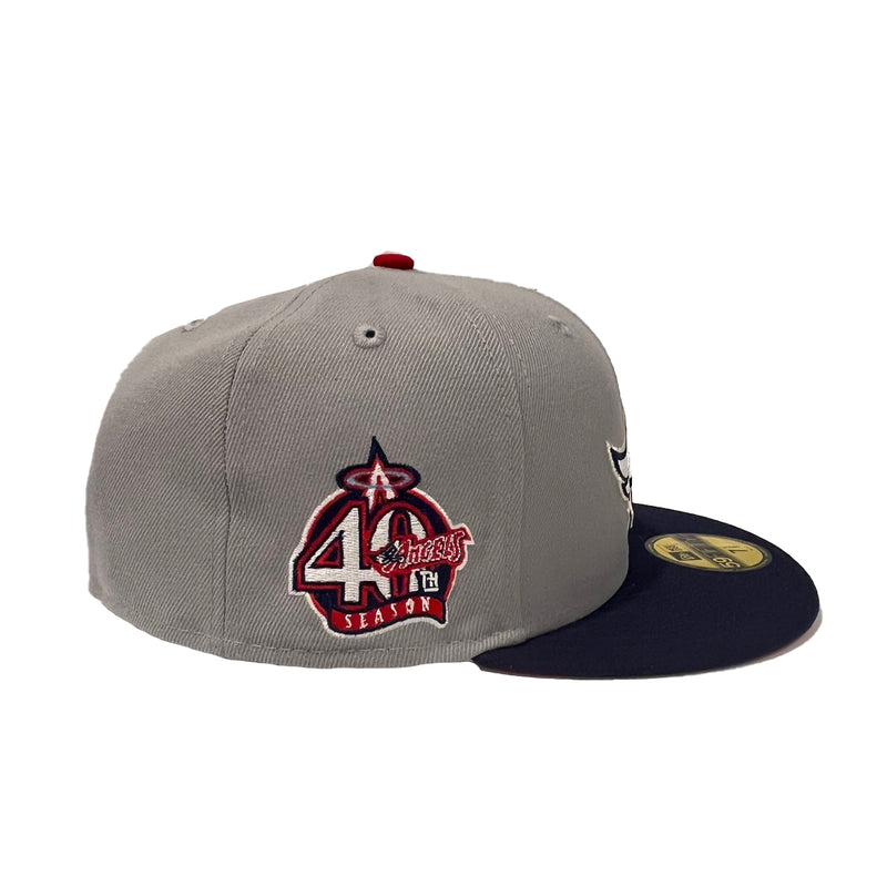 New Era Mens MLB Los Angeles Angels 40th Season 59Fifty Fitted Hat 70744160 Gray/Navy, Red Undervisor