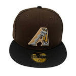 New Era Mens MLB Arizona Diamondbacks Side Patch 59Fifty Fitted Hat 70744163 Walnut/Black Cord, Khaki Undervisor