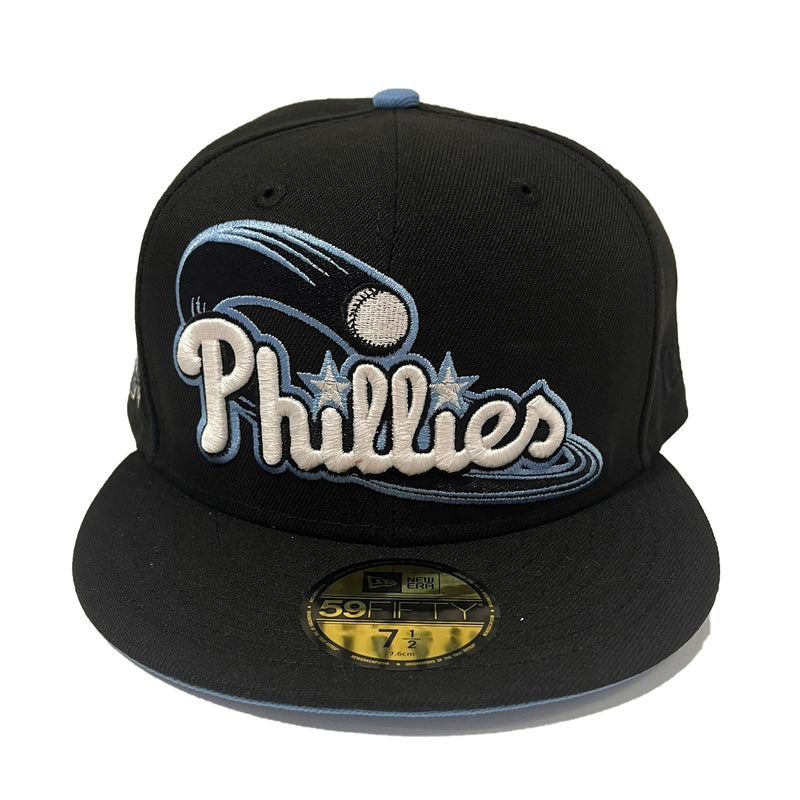 New Era Mens MLB Philadelphia Phillies All Star Game 1996 59Fifty Fitted Hat 70744182 Black, Sky Blue Undervisor