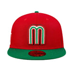 New Era Mens Mexico 2023 World Baseball Classic 59Fifty Fitted Hat 70746975 Scarlet/Kelly Green, Grey Undervisor