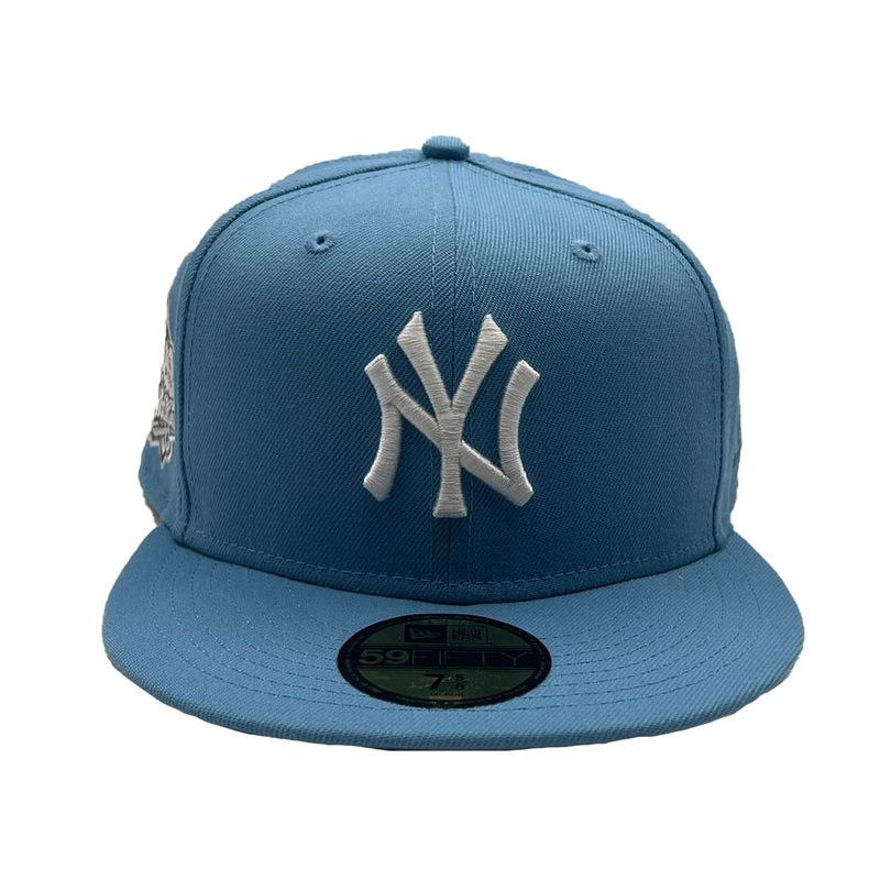New Era Mens MLB New York Yankees 1999 World Series 59Fifty Fitted Hat 70761480 Sky Blue, Grey Undervisor