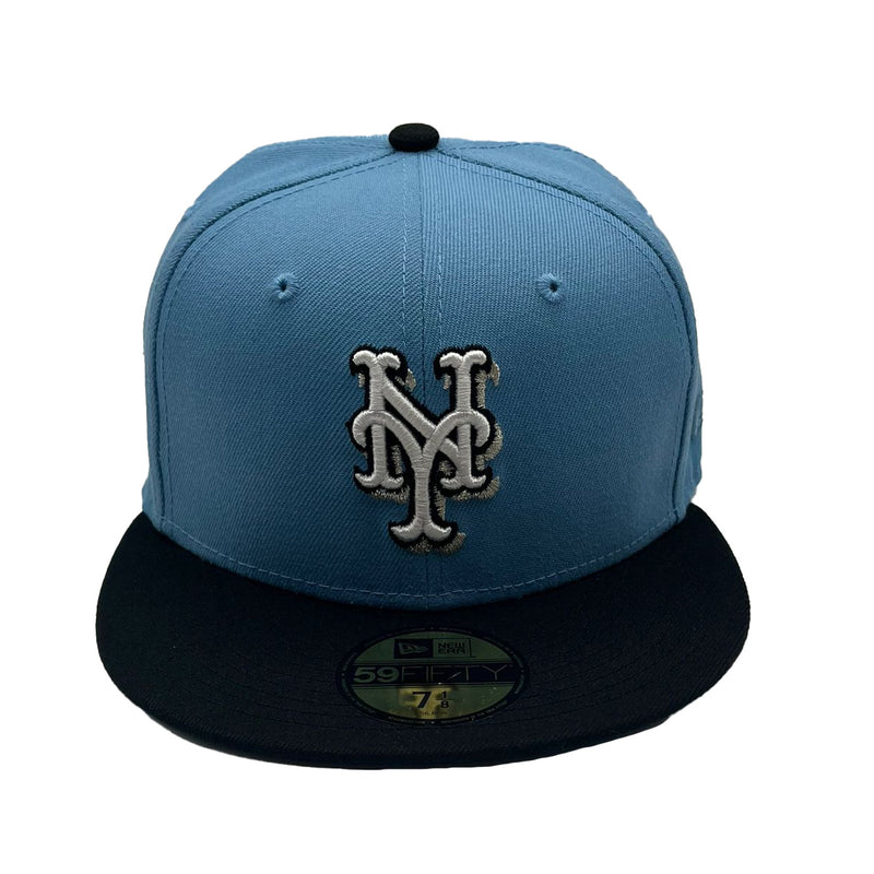 New Era Mens MLB New York Mets 50th Anniversary 59FIFTY Fitted Hat 70761487 Sky Blue/Black, Grey Undervisor 7 3/4