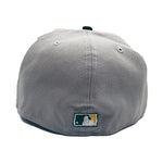 New Era Mens MLB Oakland Athletics 50 Years Athletics 1968-2018 59Fifty Fitted Hat 70761618 Gray Dark/Green, Yellow Undervisor
