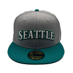 New Era Mens MLB Seattle Mariners 25th Anniversary 59Fifty Fitted Hat 70761621 Gray North/Teal, Navy Undervisor
