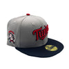 New Era Mens MLB Minnesota Twins Side Patch 59Fifty Fitted Hat 70761626 Bomb Gray/Navy, Red Undervisor
