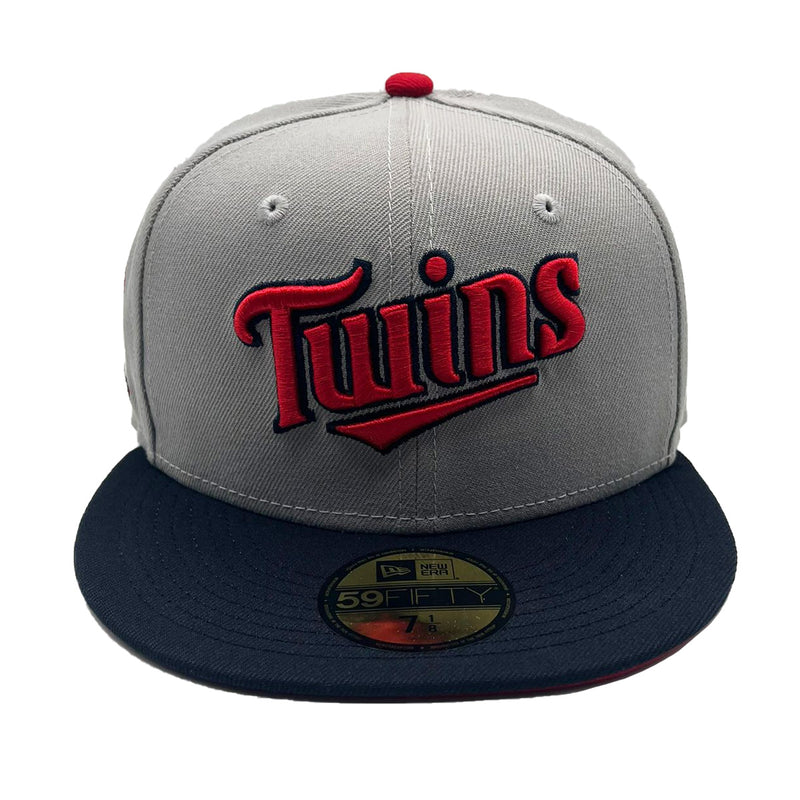 New Era Mens MLB Minnesota Twins Side Patch 59Fifty Fitted Hat 70761626 Bomb Gray/Navy, Red Undervisor