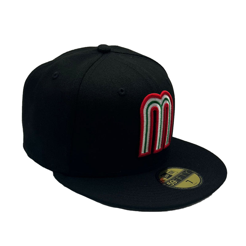 New Era Mens Mexico WBC World Baseball Classic 59Fifty Fitted Hat 70773987 Black, Grey Undervisor