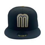 New Era Mens Mexico WBC World Baseball Classic 59Fifty Fitted Hat 70774842 Black, Metallic Gold Undervisor