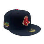 New Era Mens MLB Boston Red Sox World Series 2004 59Fifty Fitted Hat 70776326 Navy/Scarlet, Grey Undervisor