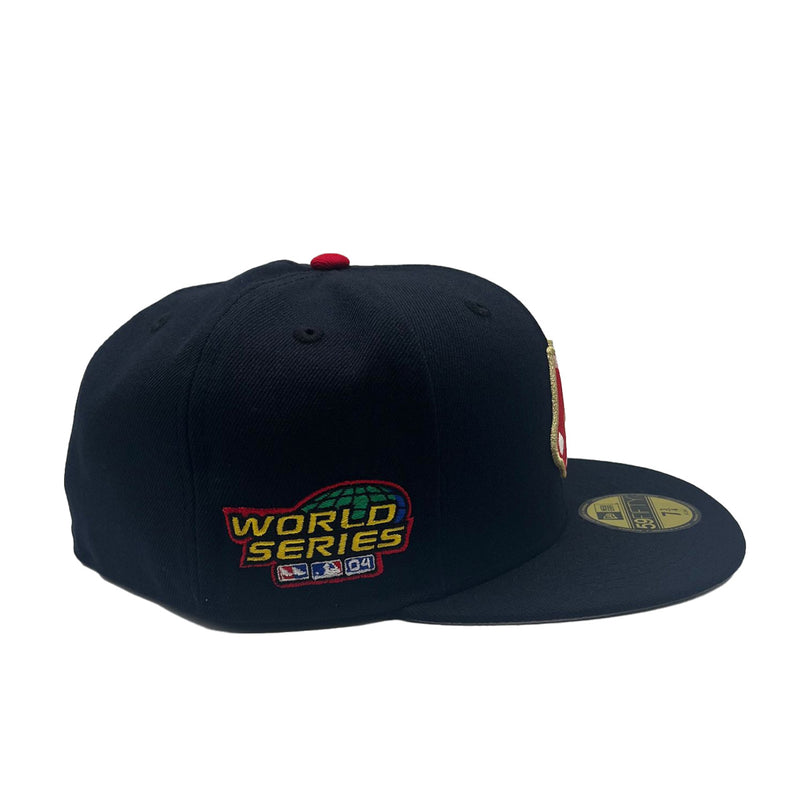 New Era Mens MLB Boston Red Sox World Series 2004 59Fifty Fitted Hat 70776326 Navy/Scarlet, Grey Undervisor