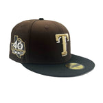 New Era Mens MLB Texas Rangers 40th Anniversary 1972-2012 59Fifty Fitted Hat 70794065 Walnut/Black, Grey Undervisor