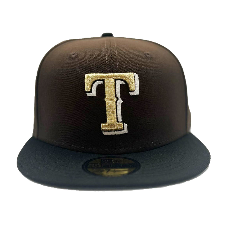 New Era Mens MLB Texas Rangers 40th Anniversary 1972-2012 59Fifty Fitted Hat 70794065 Walnut/Black, Grey Undervisor