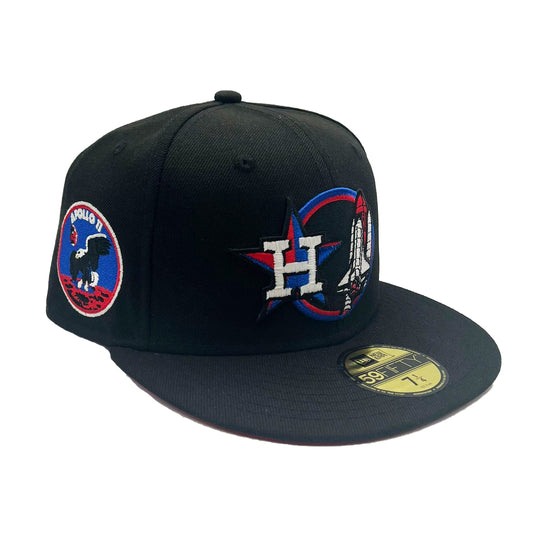 New Era Mens MLB Houston Astros Apollo 11 59Fifty Fitted Hat 70794078 Black, Red Undervisor