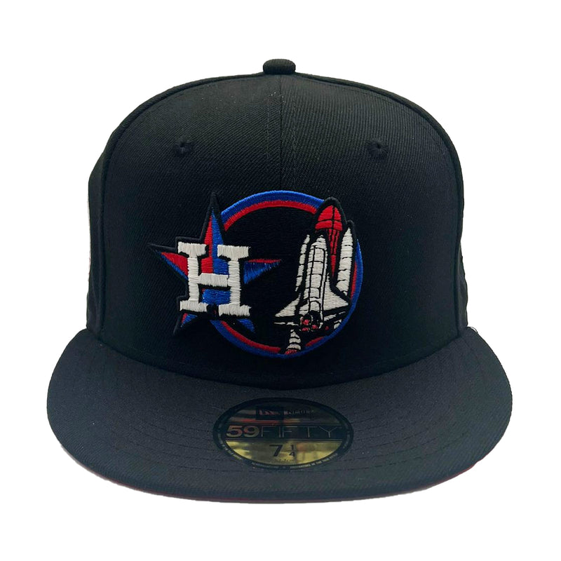 New Era Mens MLB Houston Astros Apollo 11 59Fifty Fitted Hat 70794078 Black, Red Undervisor