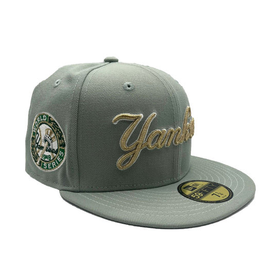 New Era Mens MLB New York Yankees Retro Script 49 World Series 59Fifty Fitted Hat 70799402 Everest, Grey Undervisor