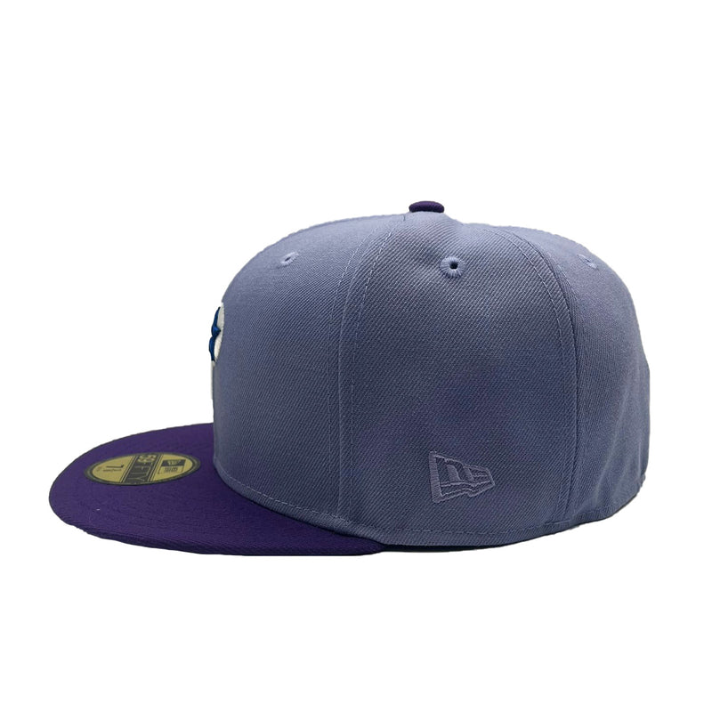 New Era Mens MLB Philadelphia Phillies Retro Script All Star Game 1996 59Fifty Fitted Hat 70802234 Lavender Deep, Grey Undervisor